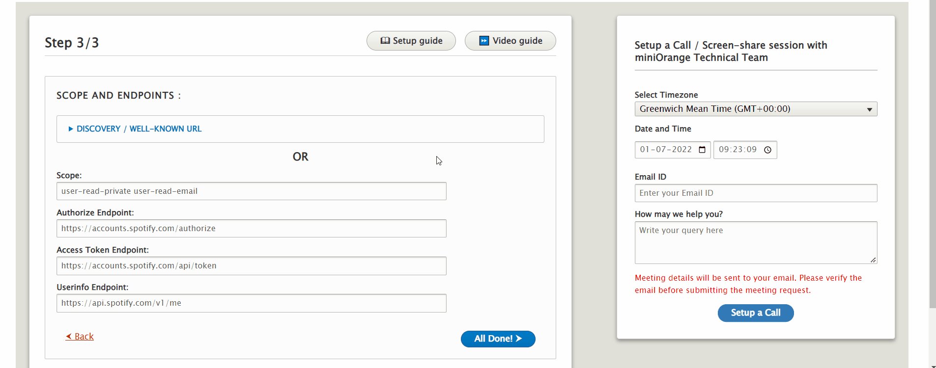 Drupal OAuth Login Spotify - Check Scope and Endpoint