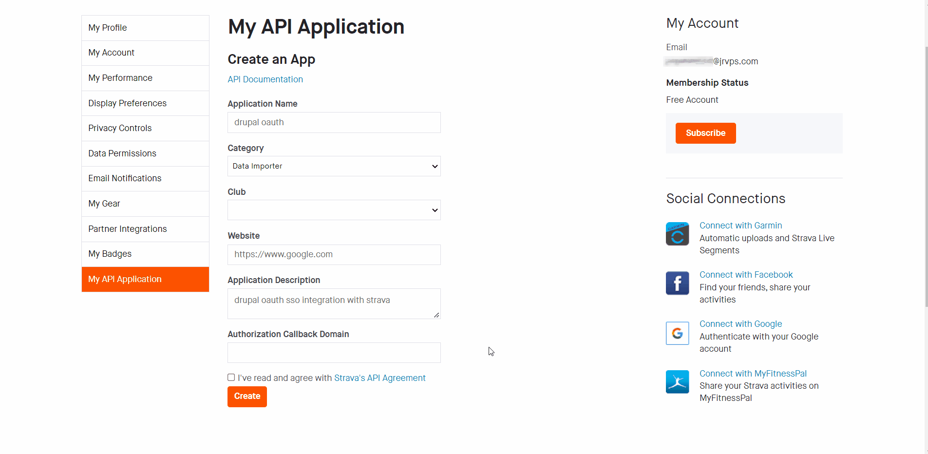 Drupal OAuth Login - enter your application domain