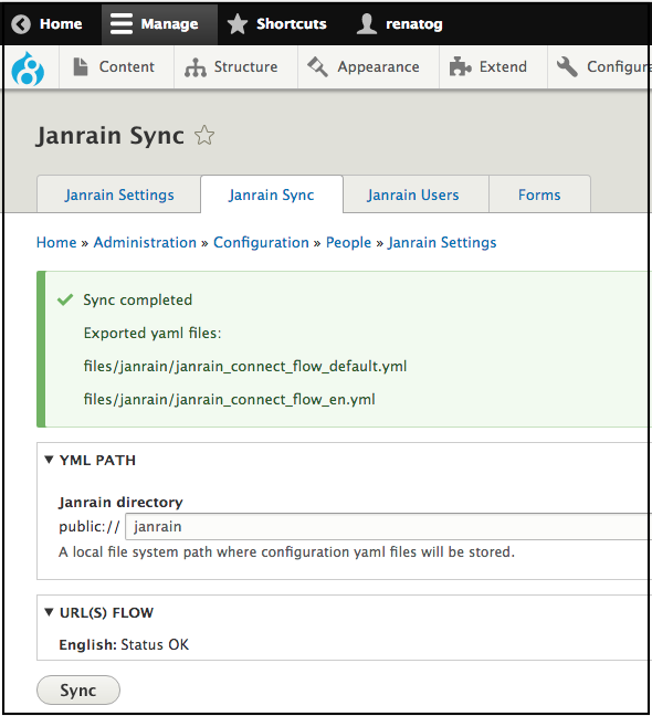 Janrain Sync Success