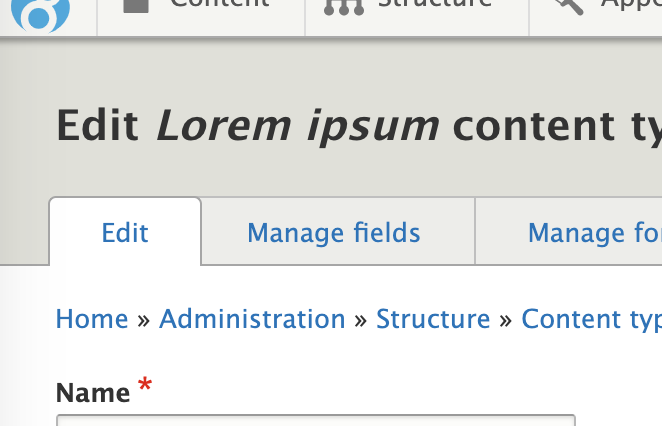 Screen shot of edit tab