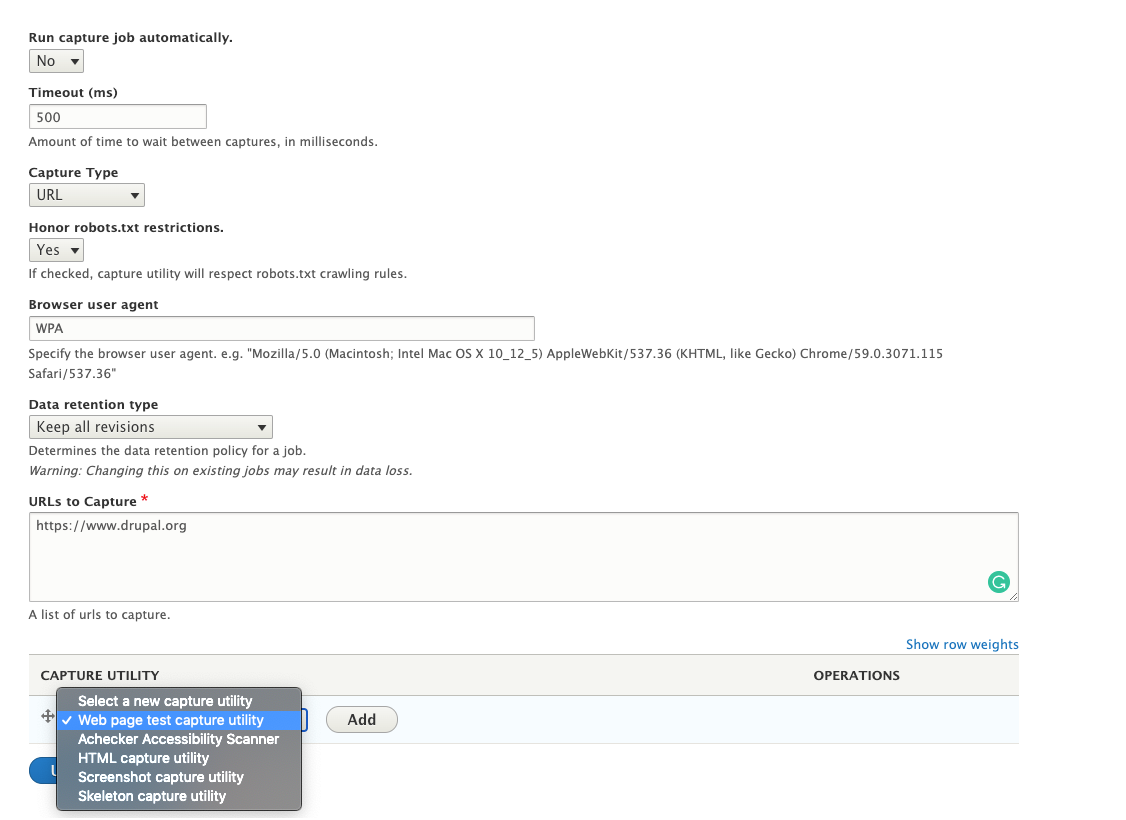 Add WebPageTest capture utility