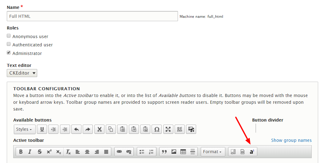 Adding the Footnotes icon to the CKEditor toolbar