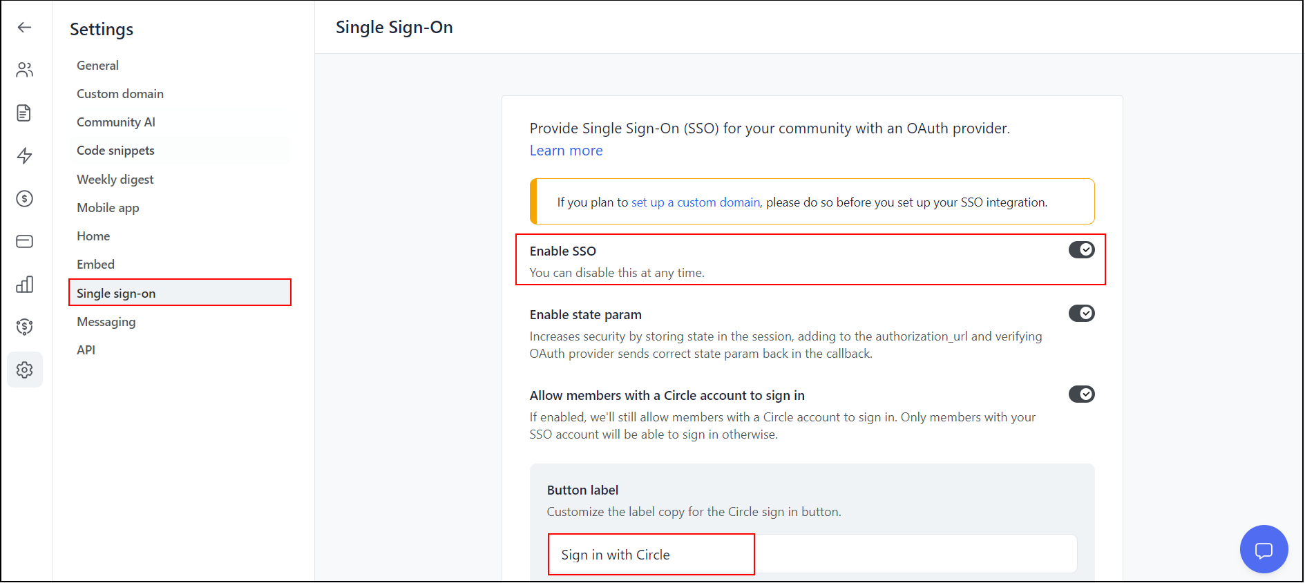 Drupal OAuth Server Circle enable SSO toggle