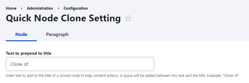 Configure quick node clone