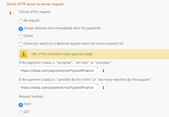 "Direct HTTP server-to-server request" configuration