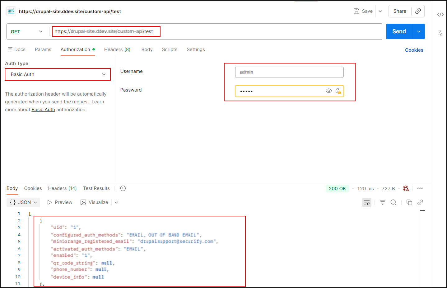 Drupal Custom API Postman request