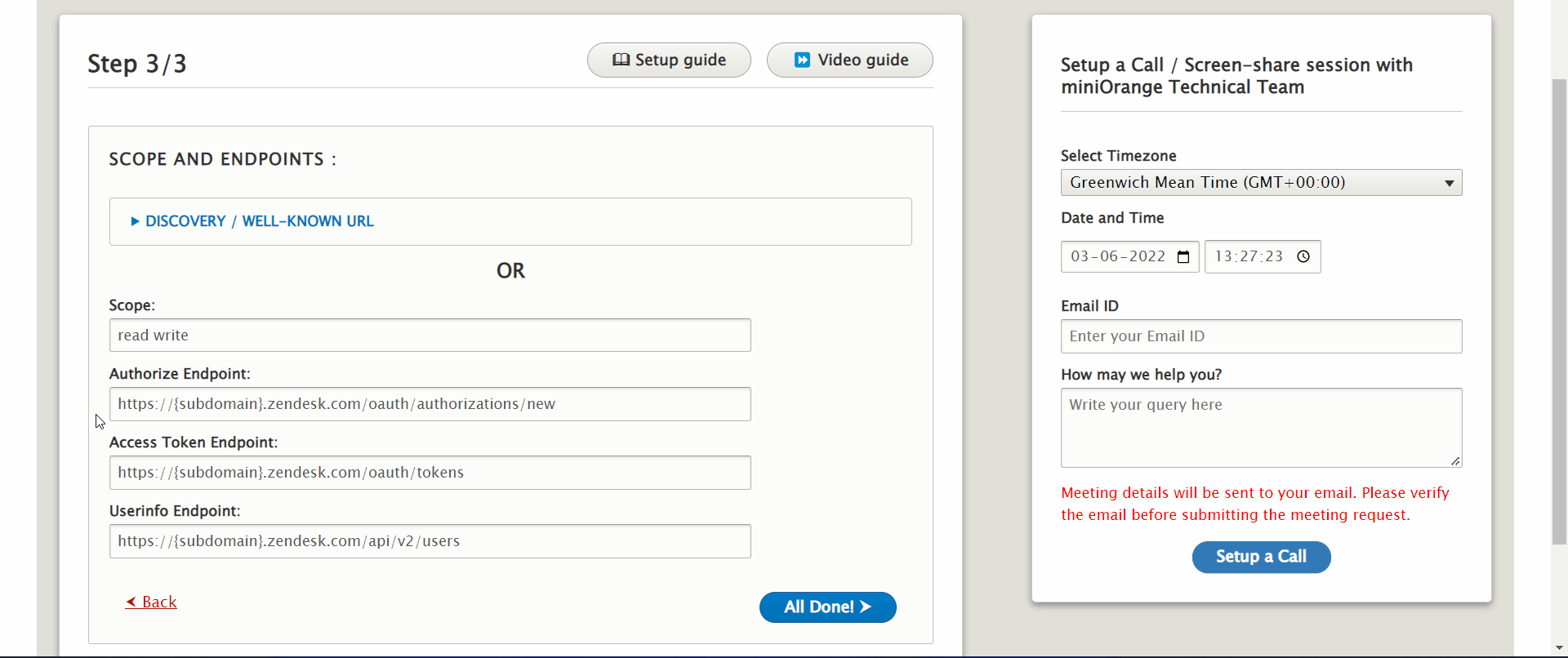 Drupal OAuth login zendesk endpoints
