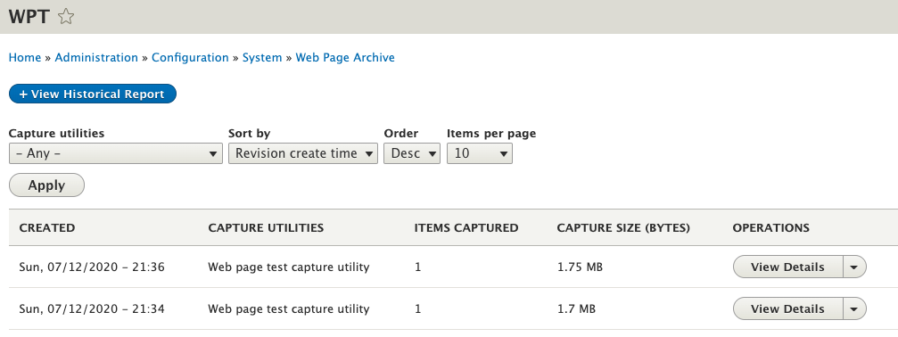 Job History Page (After the Fetch)