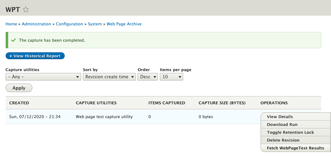Job History Page (Before the Fetch)