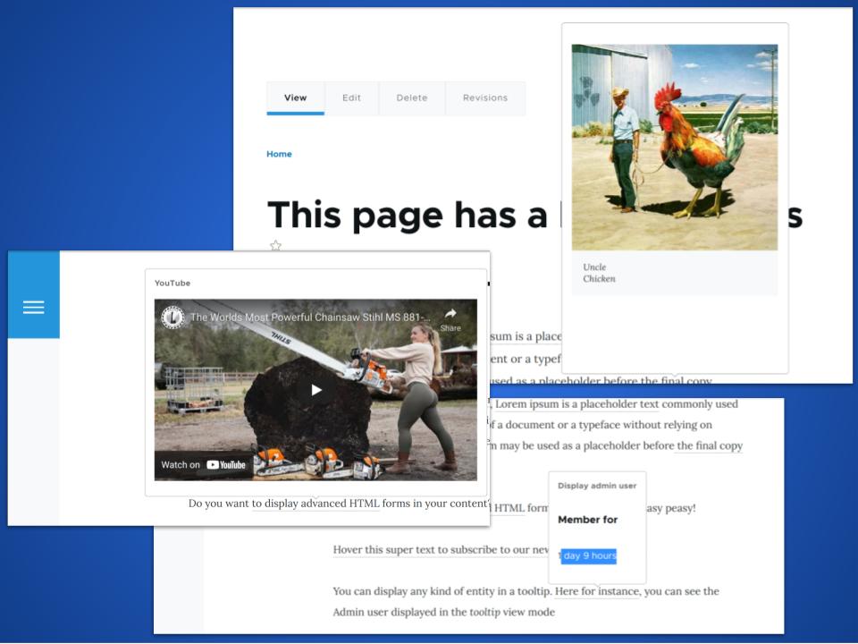 Examples of advanced HTML tooltips created with this module