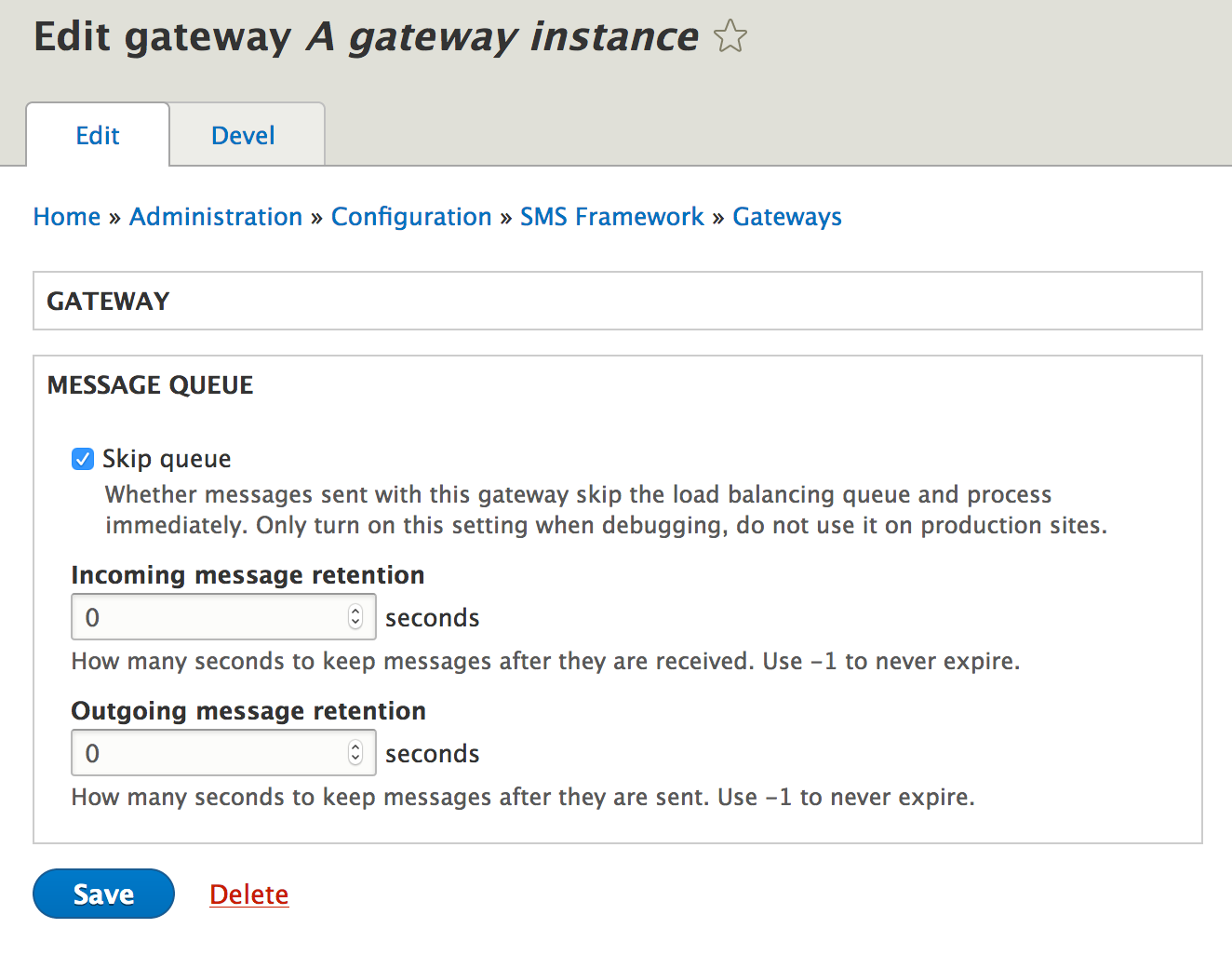 Gateway skip queue setting