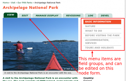 Fieldgroup menu