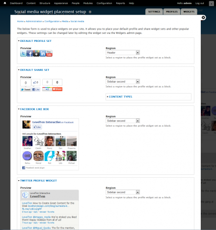 Social Media setup wizard