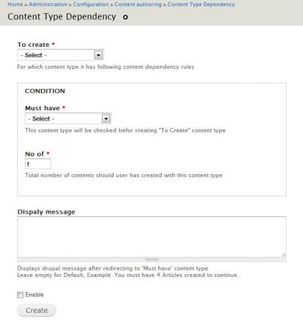 Content Type Dependency Module Configuration