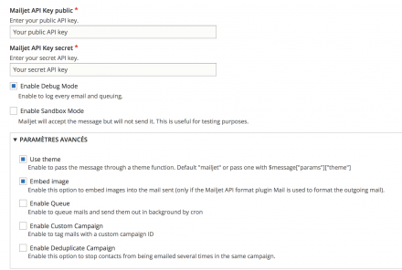 Mailjet API Settings