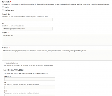 Mailjet API testing form