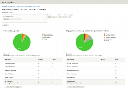 Screenshot showing the individual run overview page