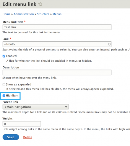 Highlight checkbox