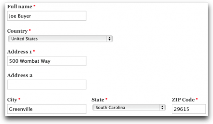 Address field widget form