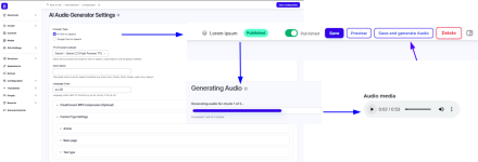 Audio generation step by step screenshot