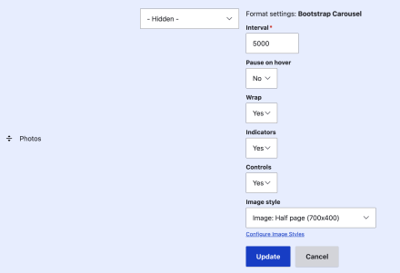 Bootstrap Carousel Image Formatter settings
