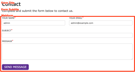 Screenshot of the Webform component with block labels.