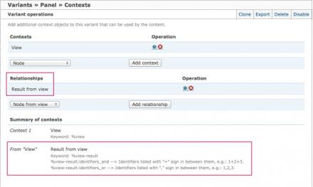 Relationship and context provided by View Result Context module